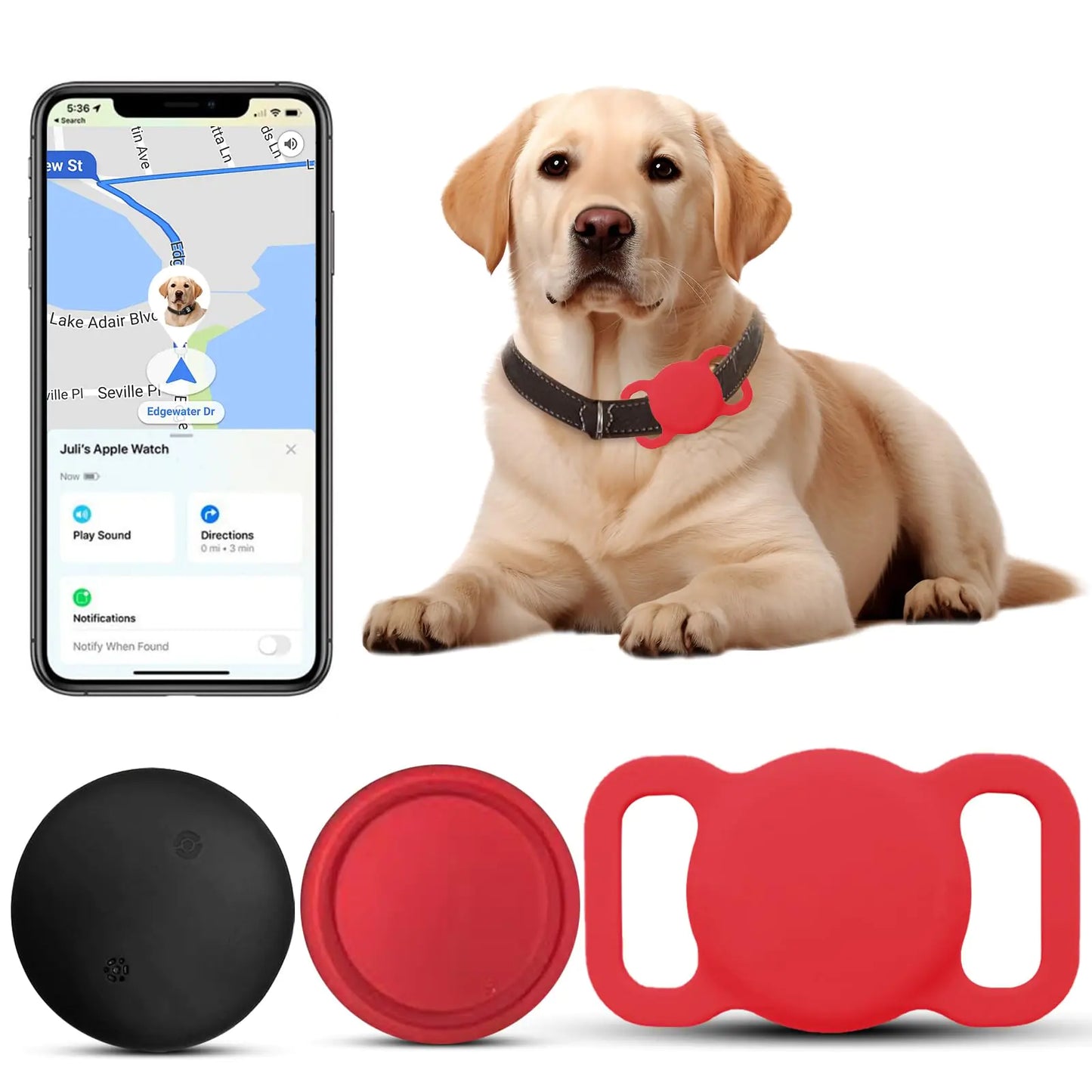 Smart Pet Tracker for Dogs & Cats β No Monthly Fee | Works with Find My (iOS Only) | Waterproof & Durable | Real-Time Tracking